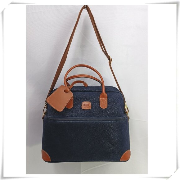 Bric's Dark Ocean Blue - Blue and Brown - Tuscan Train Beauty Case - Travel Bag - Picture 3 of 14